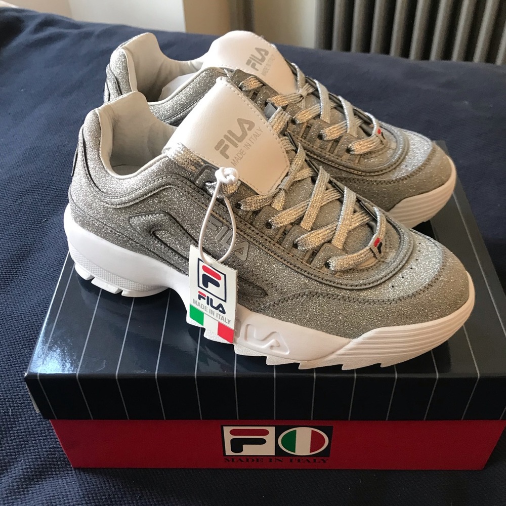 LIMITED EDITION // Silver Fila Disruptors
